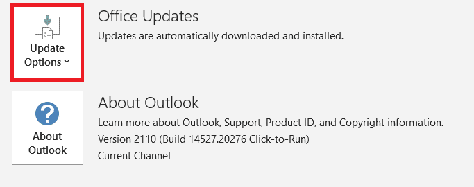 Click Update Options under Product Information