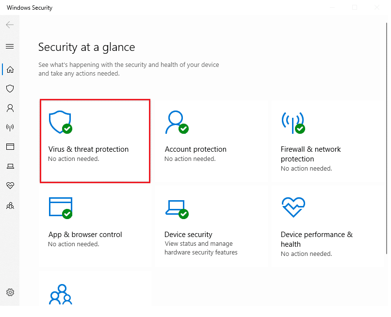 Click Virus and threat protection option. How to Fix StartupCheckLibrary.dll Missing Error