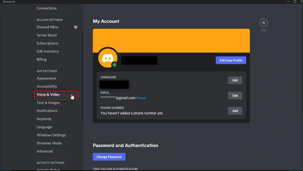 click Voice & Video under the APP SETTINGS menu. How to Screen Share Netflix on Discord Without Black Screen