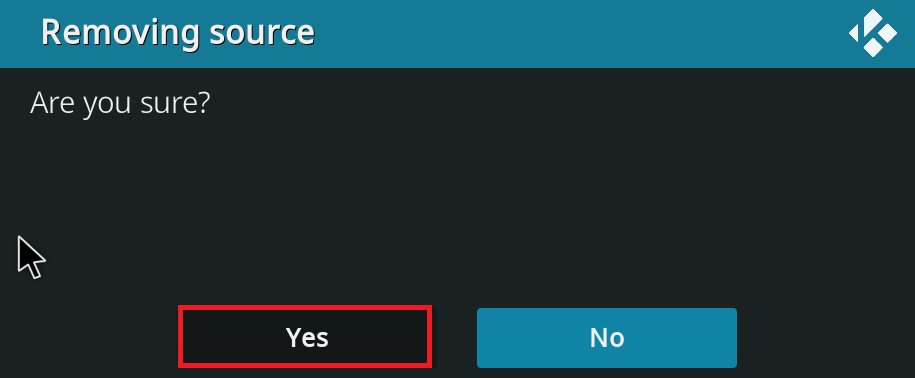 Click Yes to confirm. Fix Kodi Update Failed
