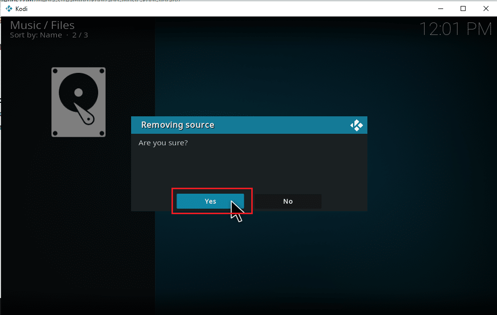 Click Yes to confirm the folder deletion. How to Download Music to Kodi
