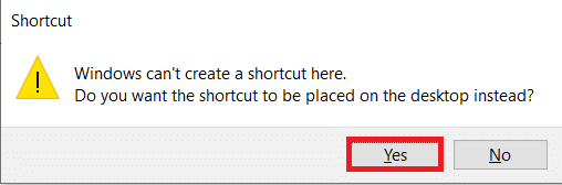 Click Yes to confirm the prompt.