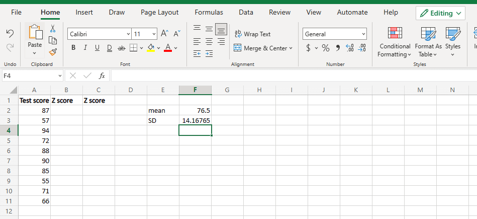 Fermez le support et appuyez sur la touche Entrée. Comment calculer le score Z dans Excel