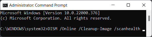 Command prompt running DISM tool