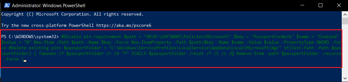 command to disable Windows helio pin in powershell. How to Remove PIN Login from Windows 10