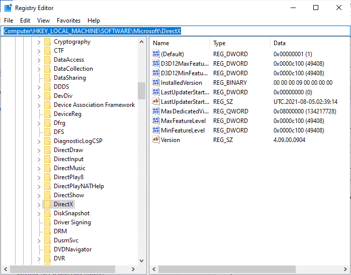 Computer HKEY LOCAL MACHINE SOFTWARE Microsoft DirectX. Fix League of Legends Error 004 in Windows 10