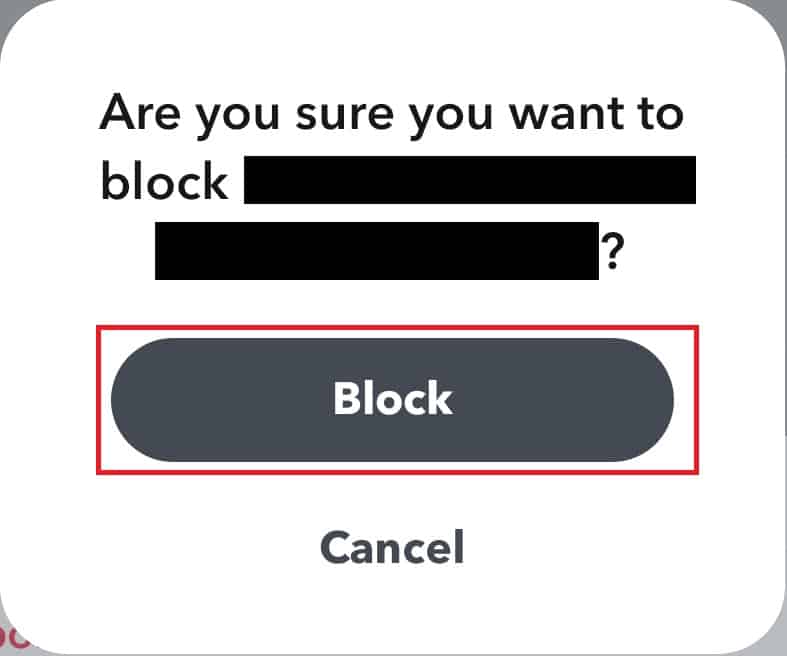 Confirm by taping on Block in the pop-up