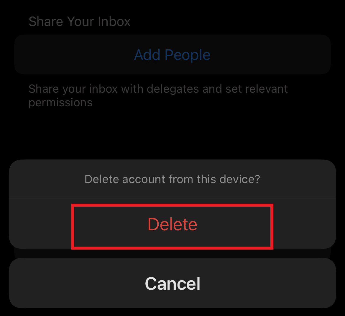 Tap on Delete in the confirmation popup