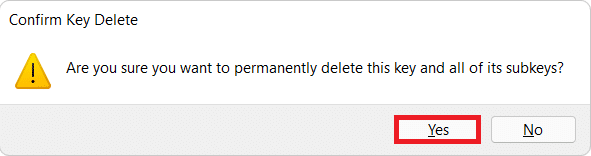 Confirm key delete in regedit. How to Open Registry Editor in Windows 11