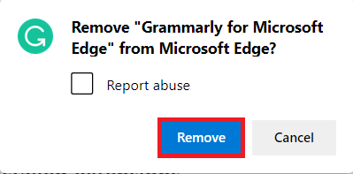 confirm the prompt by clicking on Remove