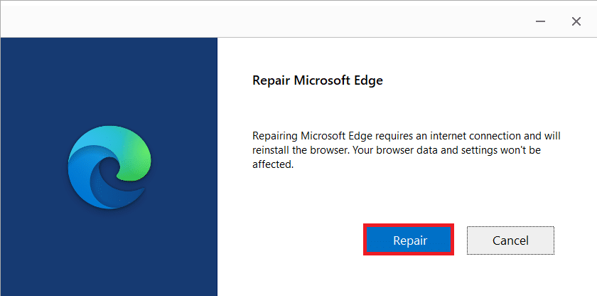 confirm the prompt by clicking on Repair