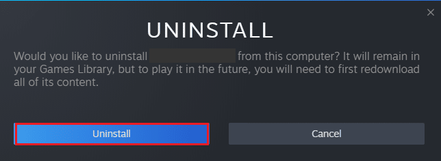 confirm the prompt by clicking on Uninstall again