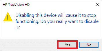 confirm the prompt by clicking on Yes