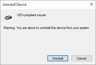Confirm the prompt by clicking Uninstall | Fix Mouse Wheel Not Scrolling Properly