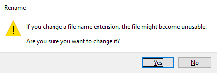 Confirm the prompt by clicking Yes