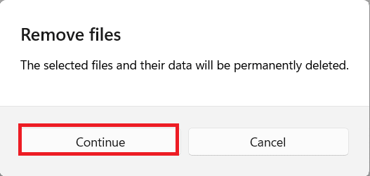Confirmation box to delete temporary files