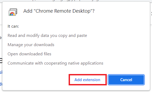 Confirmation prompt to add the extension to Goggle Chrome