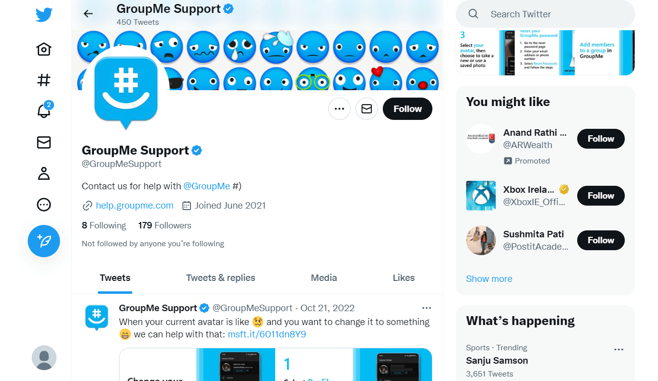 contact GroupMe support on Twitter at @GroupMeSupport