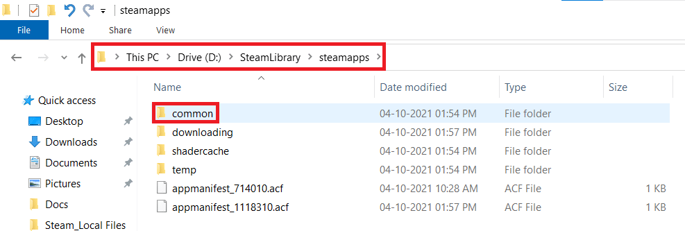 Contents of steamapps folder