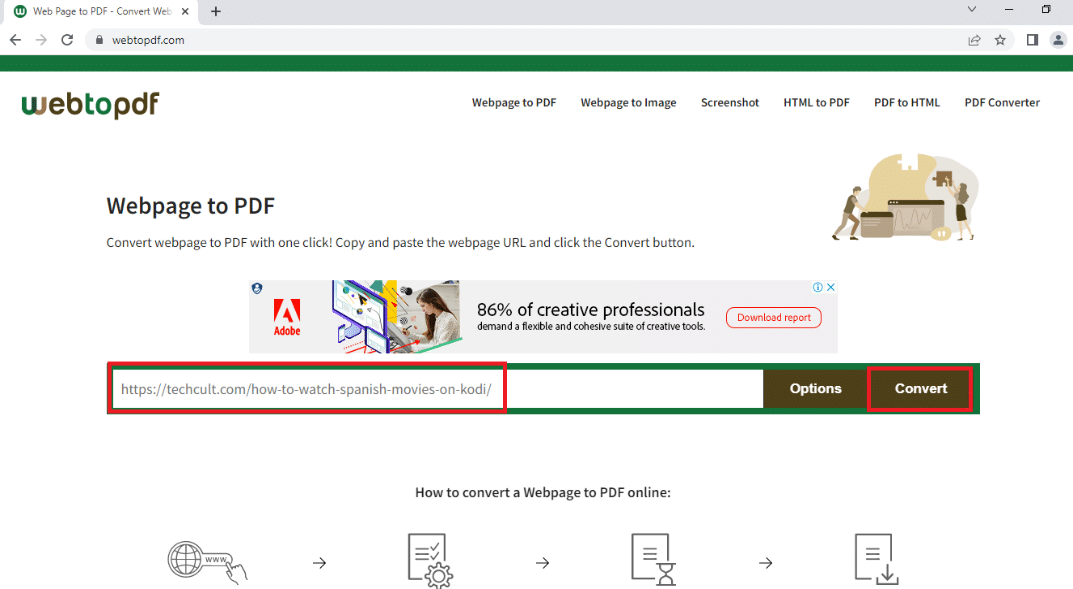 Converter páxinas web a PDF. como desbloquear sitios en Google