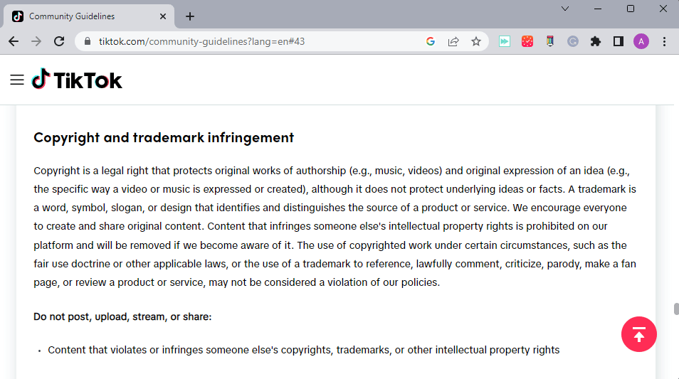 Copyright and trademark infringement - TikTok