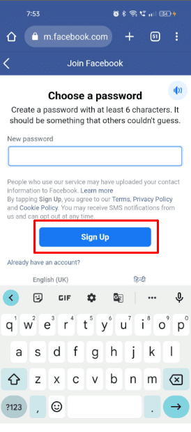 Create a strong password for your Messenger account and tap on the Sign In Button to move to the next steps.