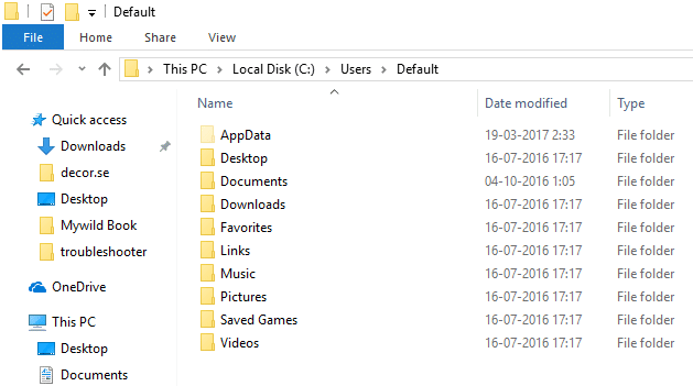 create the following folders inside Default folder
