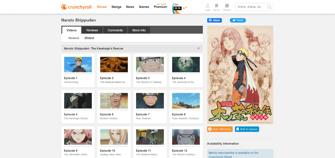 Crunchyroll. 21 Best Website to Watch Naruto Shippuden