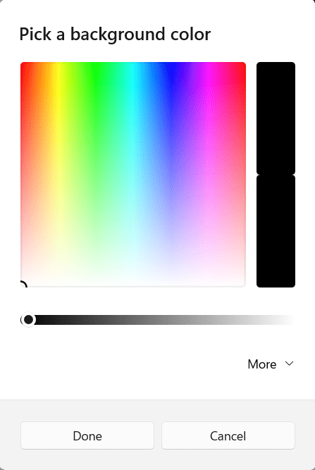 kies kleur uit pasgemaakte kleurkieser. Hoe om muurpapier op Windows 11 te verander