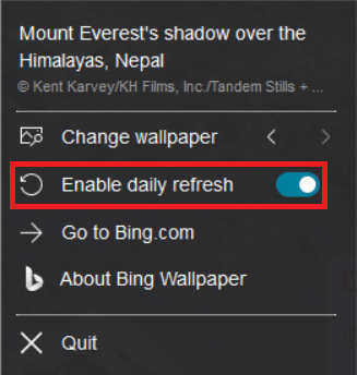 Daily refresh toggle