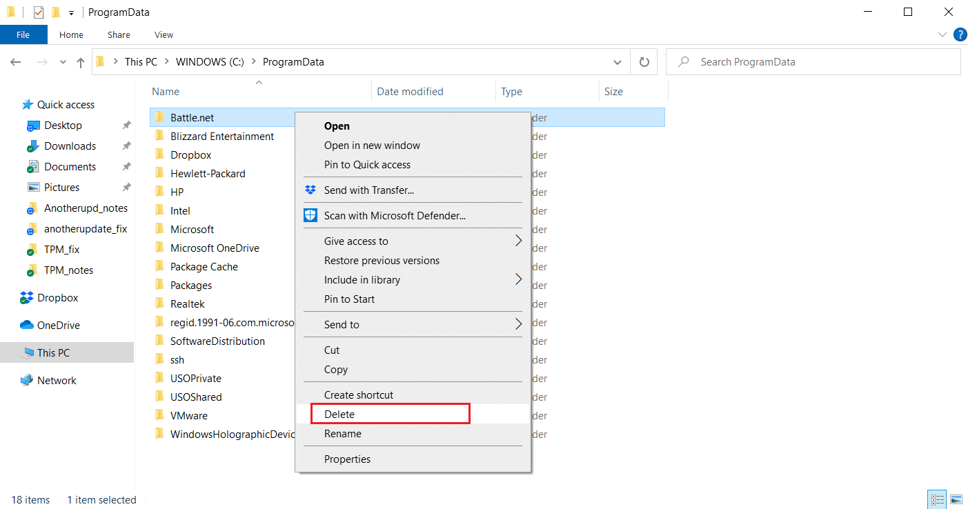 Delete option. Fix Another Installation in Progress in Windows 10