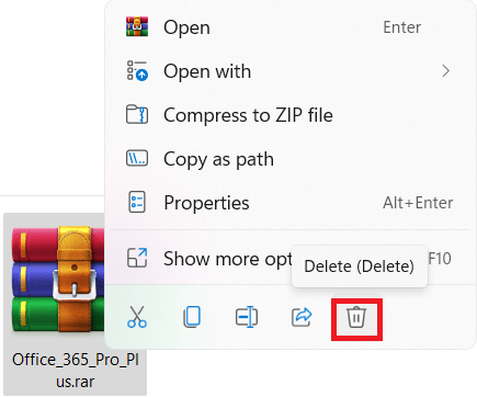Delete option in the riht click menu for Recycle bin.