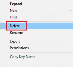 delete registry key folder