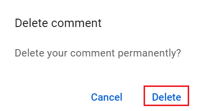 delete youtube comment