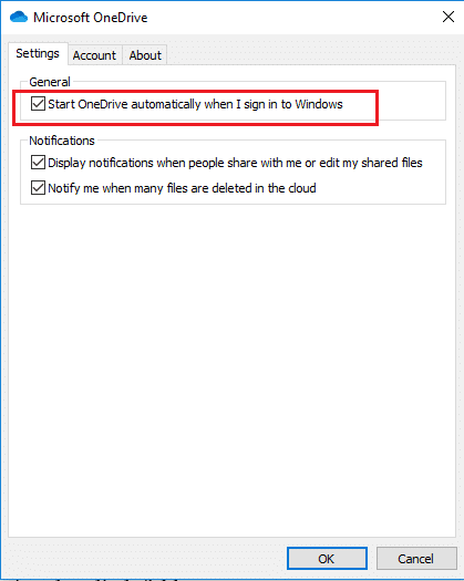 deselect the option Start OneDrive automatically when I sign in to Windows