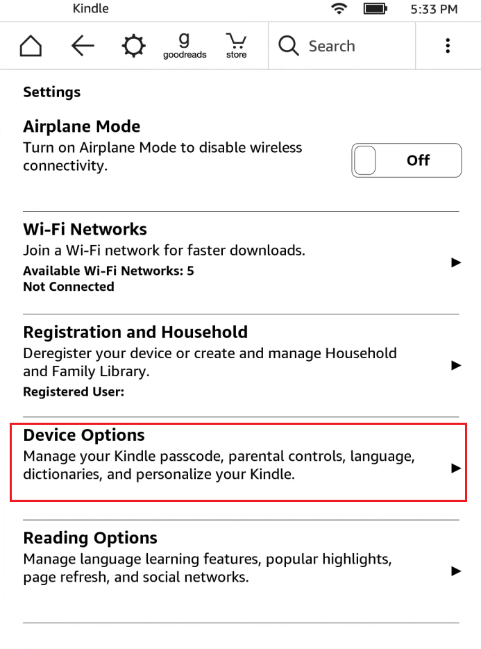 device options in amazon kinddle settings. Fix Kindle Not Showing Up on PC