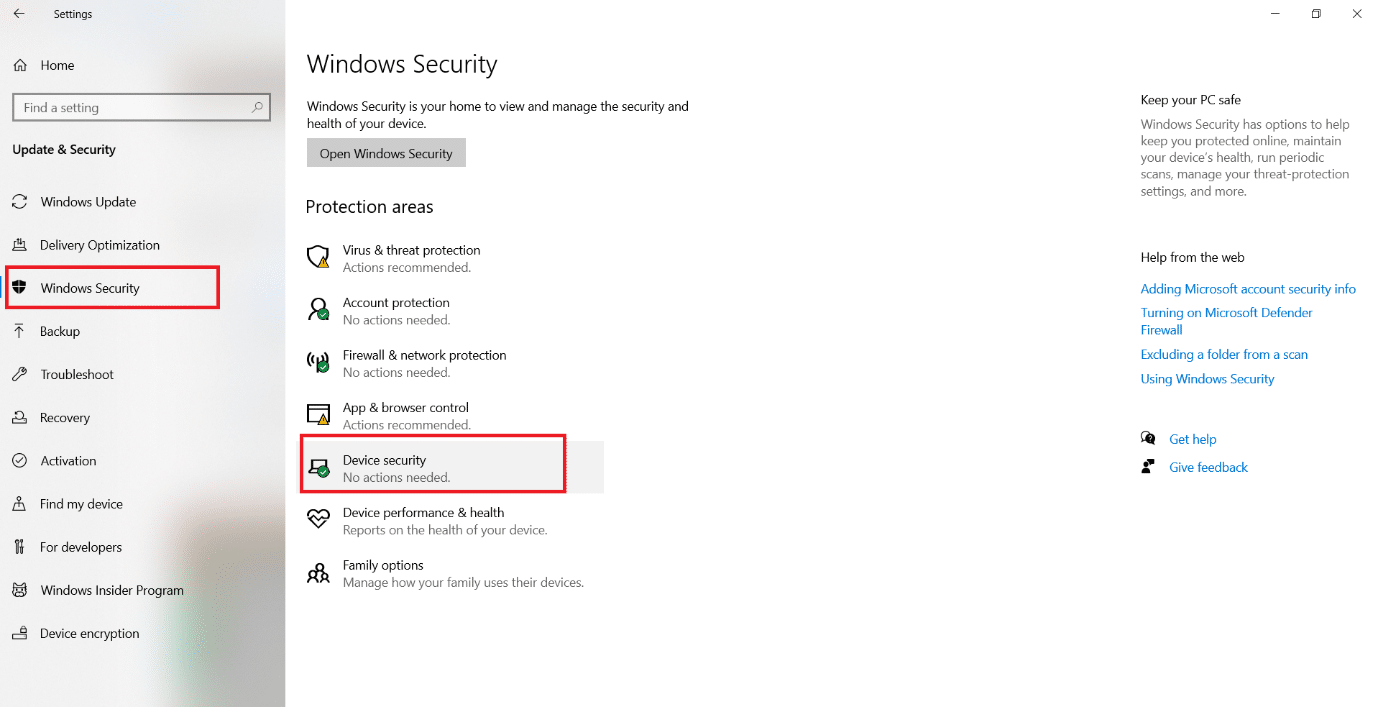 Device Security option in Windows Security tab. How to Fix Trusted Platform Module 80090016 Error