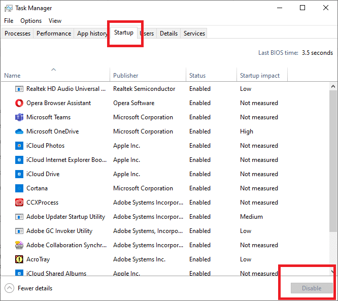 Disable all of the apps in the list to prevent them from starting when the computer is booting| Uplay Fails to Launch