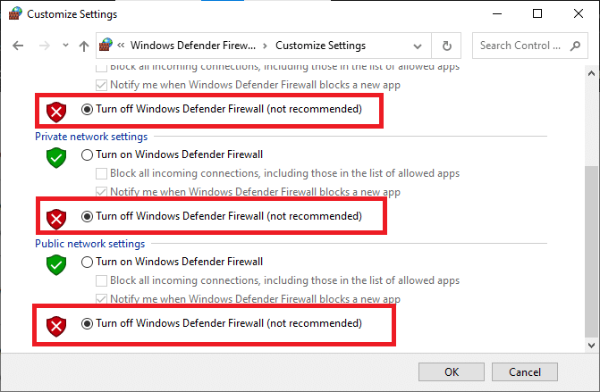 Disable Firewall. Fix Failed to Install BattlEye Service in Windows 10