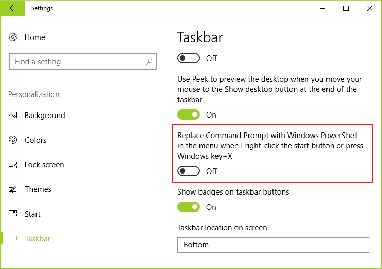 Now disable the toggle for 