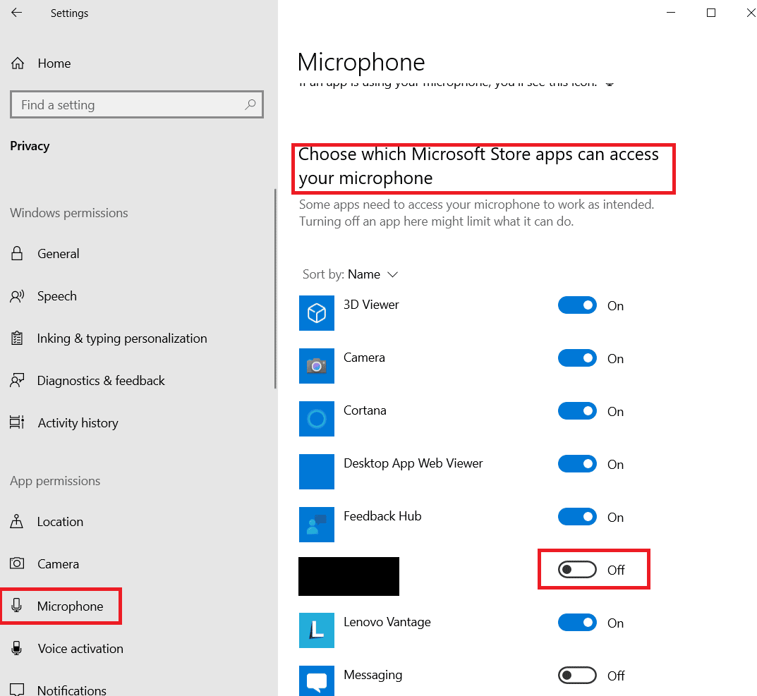 disable the toggle for Forza Horizon 3 under Choose which Microsoft Store apps can access your microphone
