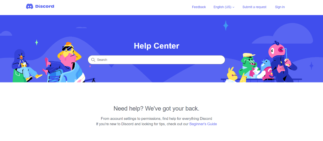 discord support webpage 