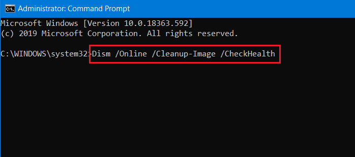 dism checkhealth command in command prompt or cmd. Fix Windows Stuck on Getting Ready