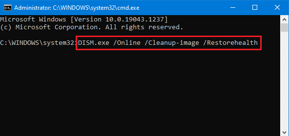 execute DISM scan commands in command prompt