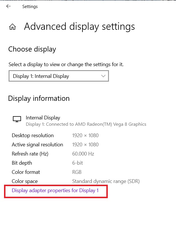 click on Display adapter properties for display 1. How to Setup 3 Monitors on a Laptop