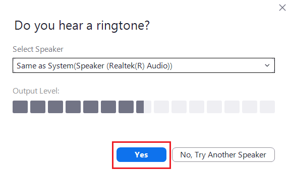 Do you hear a ringtone? prompt