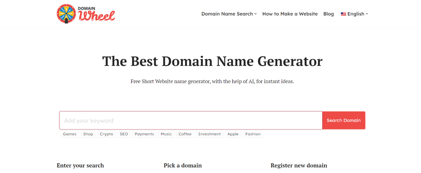 Domain Wheel. Top 20 Best Domain Name Generators