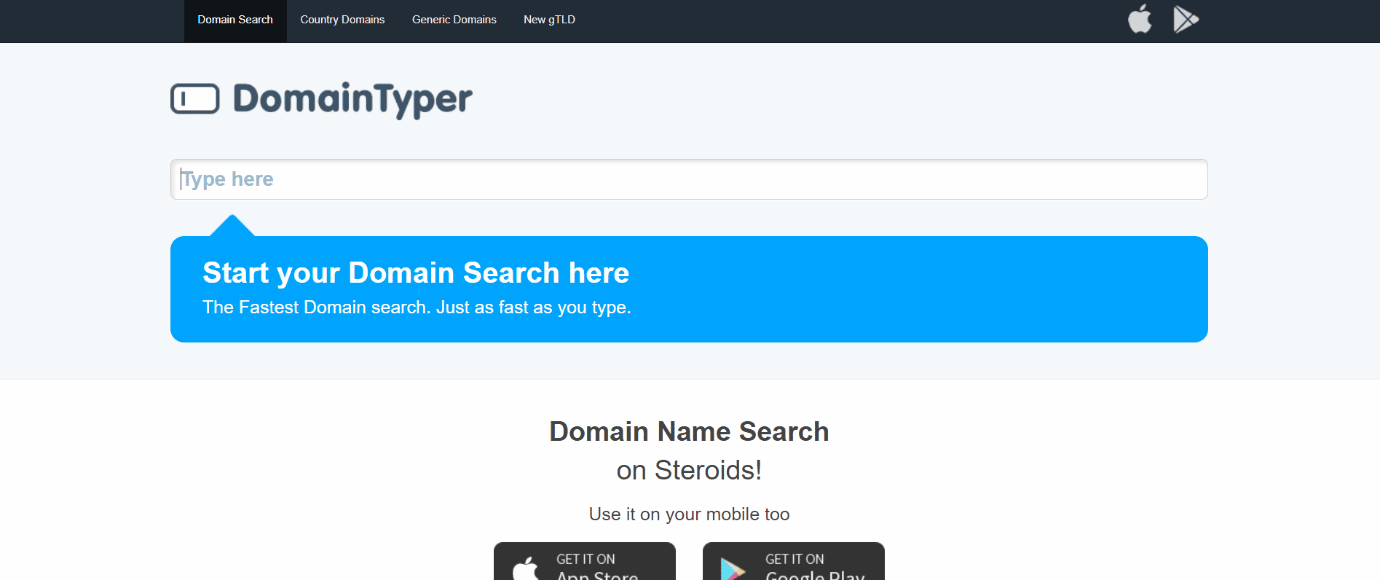 Domaintyper. Top 20 Best Domain Name Generators