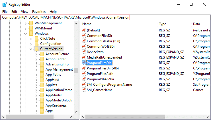 double click on ProgramFileDir in order to change the default installation directory in Windows 10
