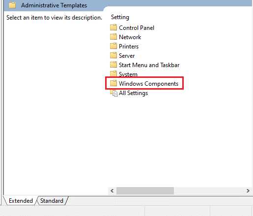 double click on Windows components in local group policy editor